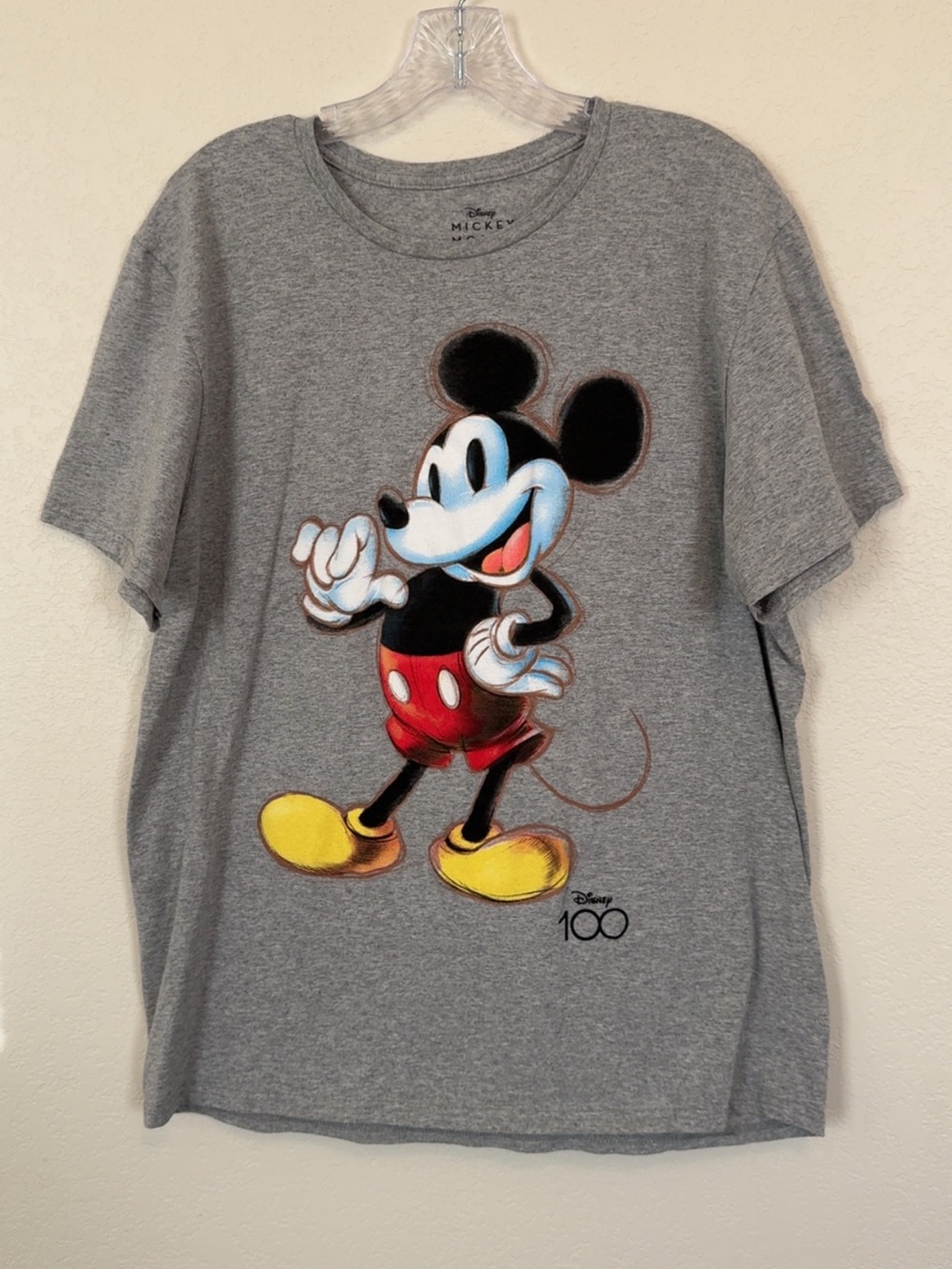 Disney Gray Mickey Mouse Graphic Tee with Yellow Shoes